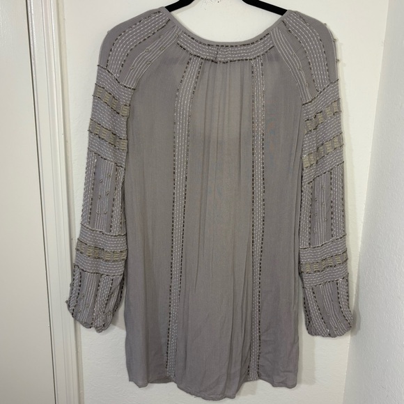 Free People Gray Beaded Embroidered Tunic Top size small - Picture 7 of 14